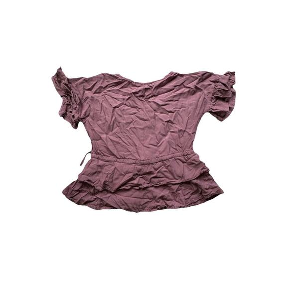 Sim And Sam Mauve‎ Short Sleeve Blouse w/Tied Waist & Ruffled Bottom XS - Picture 8 of 9